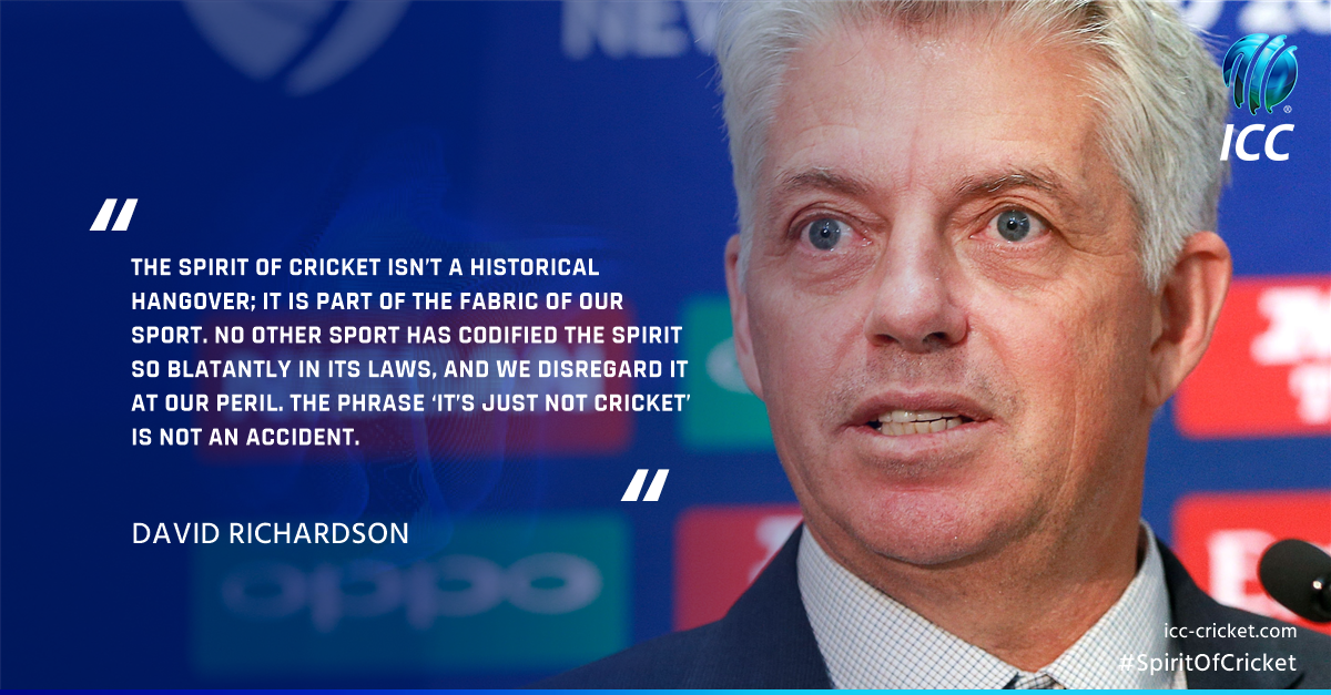 David Richardson's speech for the MCC #SpiritOfCricket #CowdreyLecture has addressed:

❌ Ball-tampering
😠 Player behaviour
👩 Rise in women’s cricket
🌍 Global appeal 

READ SPEECH IN FULL ⬇️
bit.ly/CowdreyLecture…