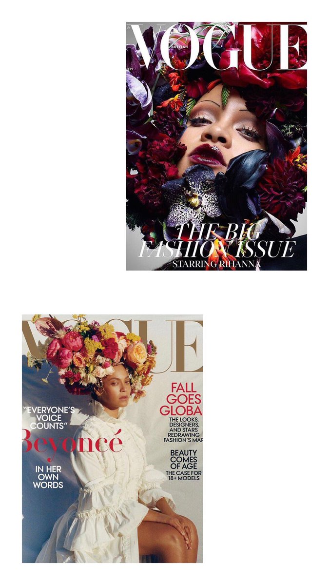 nannabachmand's tweet photo. @rihanna and @Beyonce on the covers of @BritishVogue and @voguemagazine September issues! Yasssss. 👊🏼👊🏽👊🏾👊🏿
#vogue #septemberissue #rihanna #beyonce #BlackWomen #queens #firstblackwomanonbritishvogueseptemberissue https://t.co/AacWCxpm38