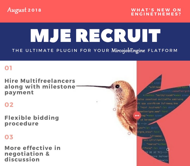 The wait is over as MicrojobEngine Recruit is now available for purchase!
Visit our official blog post for more references: goo.gl/ZbW3vu

#EngineThemes #MicrojobEngine #MjERecruit #MjEPROPackage