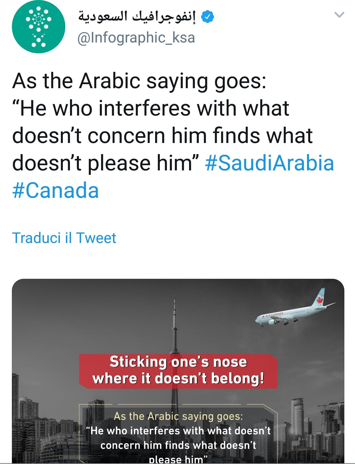 Saudijska Arabija protjerala Kanadskog veleposlanika i prekinula trgovinske odnose zbog miješanja u unutarnja pitanja :) Dj7DkJHWwAA-KsZ