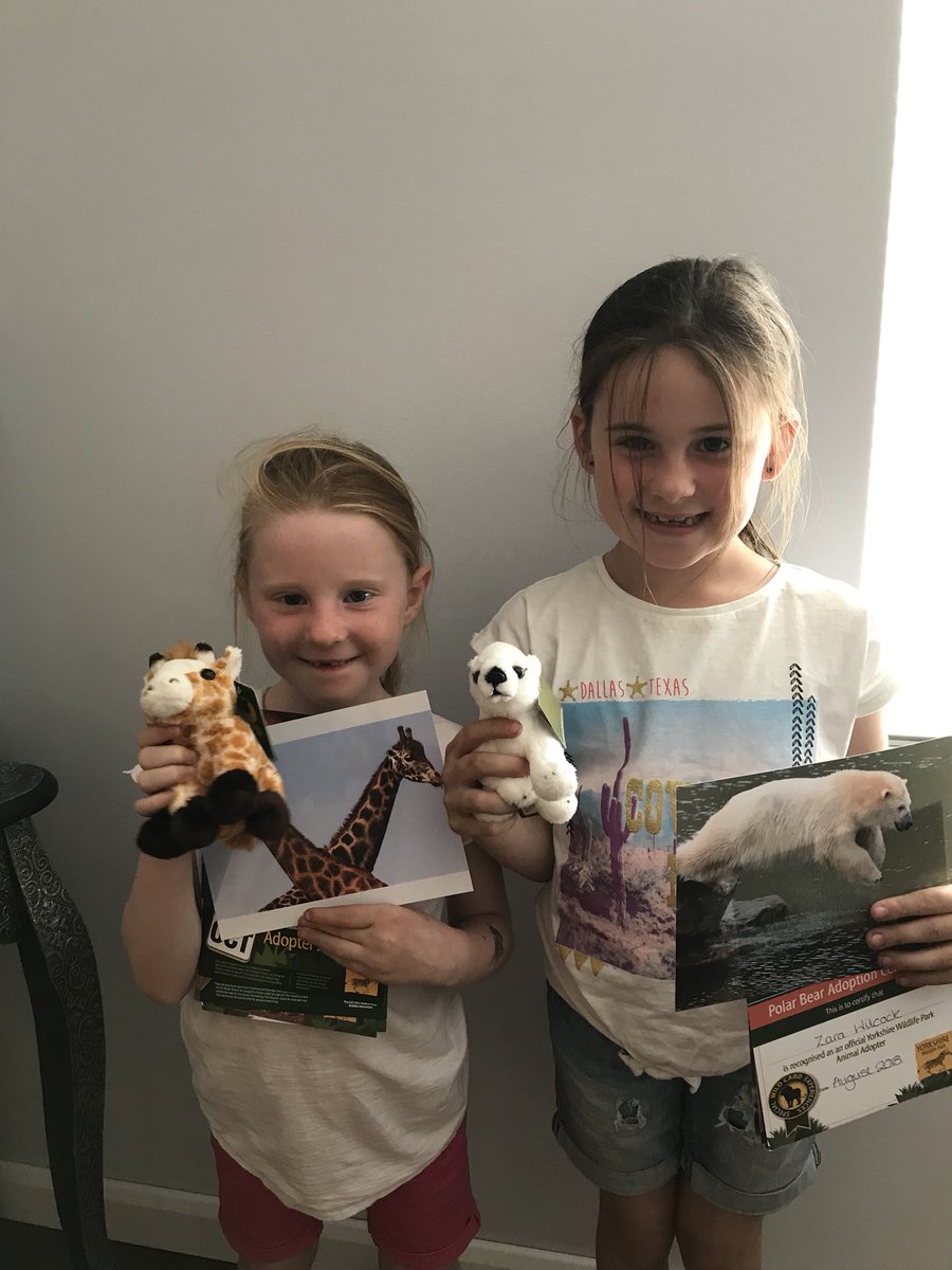 The girls are now proud adoptive parents of a polar bear and a giraffe @YorkshireWP #learningaboutanimals
