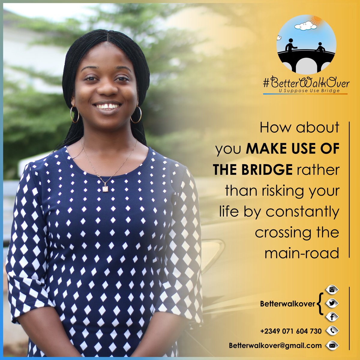 BetterWalkOver's tweet photo. Stop taking unnecessary risks just make use of the bridge...@imabong_okon
.
.
#betterwalkover #bridge #bridges #lagosbridge #lekkibridge #zebracrossing
#death #roadaccident #dontcross #ekobits #poise #poisenigeria #richie_rex #jm_edia #fera_phix https://t.co/mEQYczkz8B