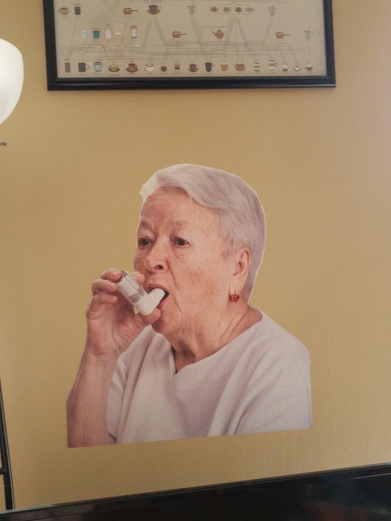 Inhaler Old Lady Stock Photo