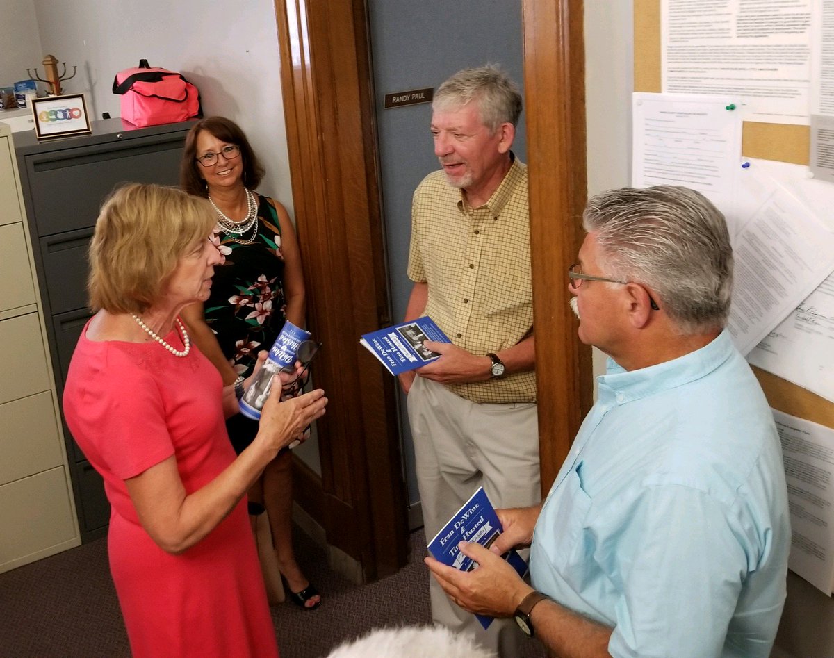 DeWineHustedOH's tweet photo. .@FranDeWine is touring Hardin County this morning and talking to voters to spread @MikeDeWine & @JonHusted's positive message for #OhiosFuture! #OHGov #DHFO2018 #FranFor1stLady https://t.co/xIMlQaK2TY