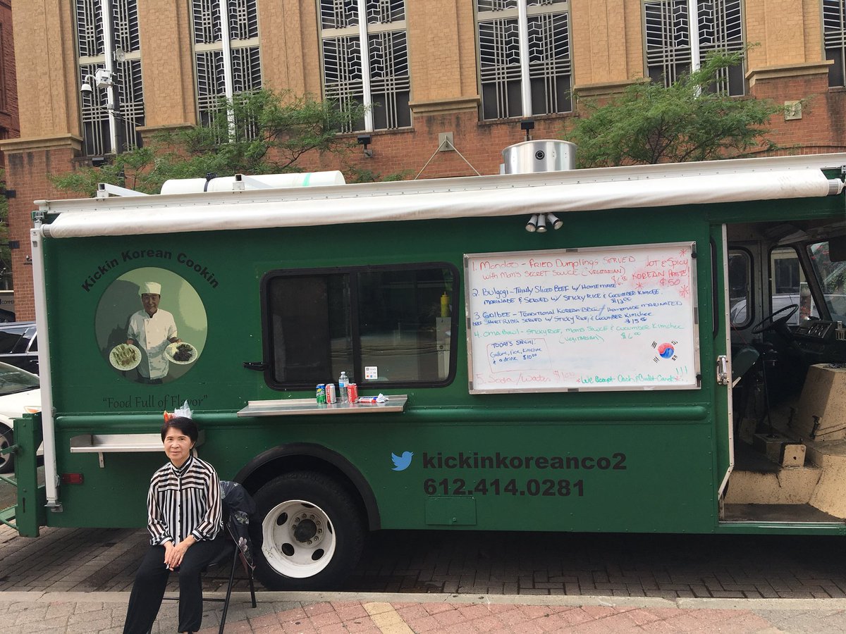 Kickinkoreanco2's tweet photo. We’re back at 5th and Wabasha near Ecolab in St Paul today with a lunch special.  Galbee (Korean BBQ) served with sticky rice, cucumber kimchee and a drink for $10. @tcstreetfood https://t.co/4rsSvbSAiq