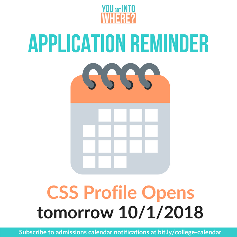 yougotintowhere's tweet photo. 🔔REMINDER🔔 The CSS Profile is another application many schools require you to fill out in order to receive aid from your schools. The application opens tomorrow (10/1). Check your school's financial aid website to see if it is required for you to fill out. https://t.co/cK8lXZEbB2