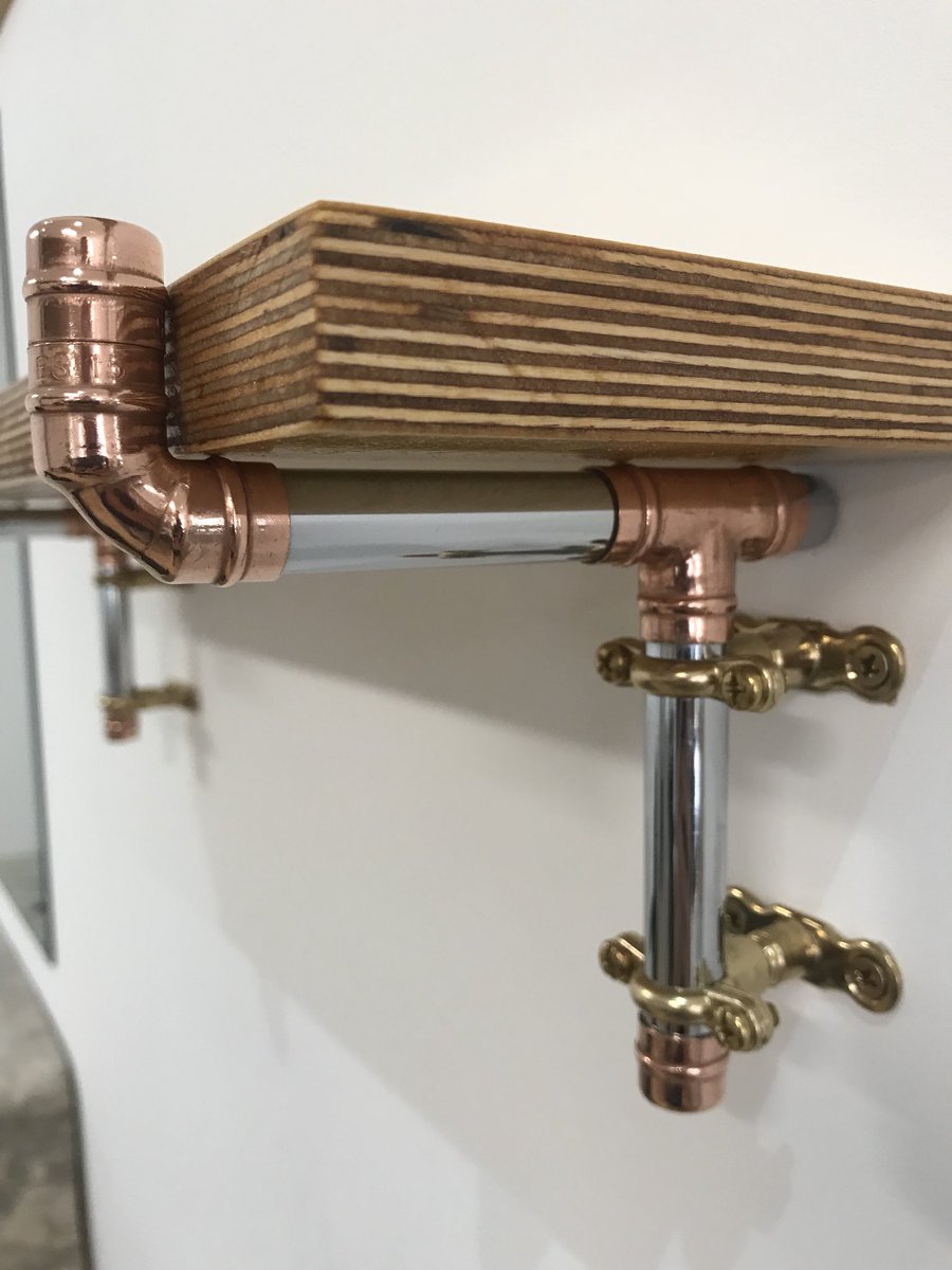 TEDLAMPUK's tweet photo. Bespoke shelving commissioned by my friends @BERTandBERT #chrome #copper #plywood https://t.co/C0DHG6gJhB
