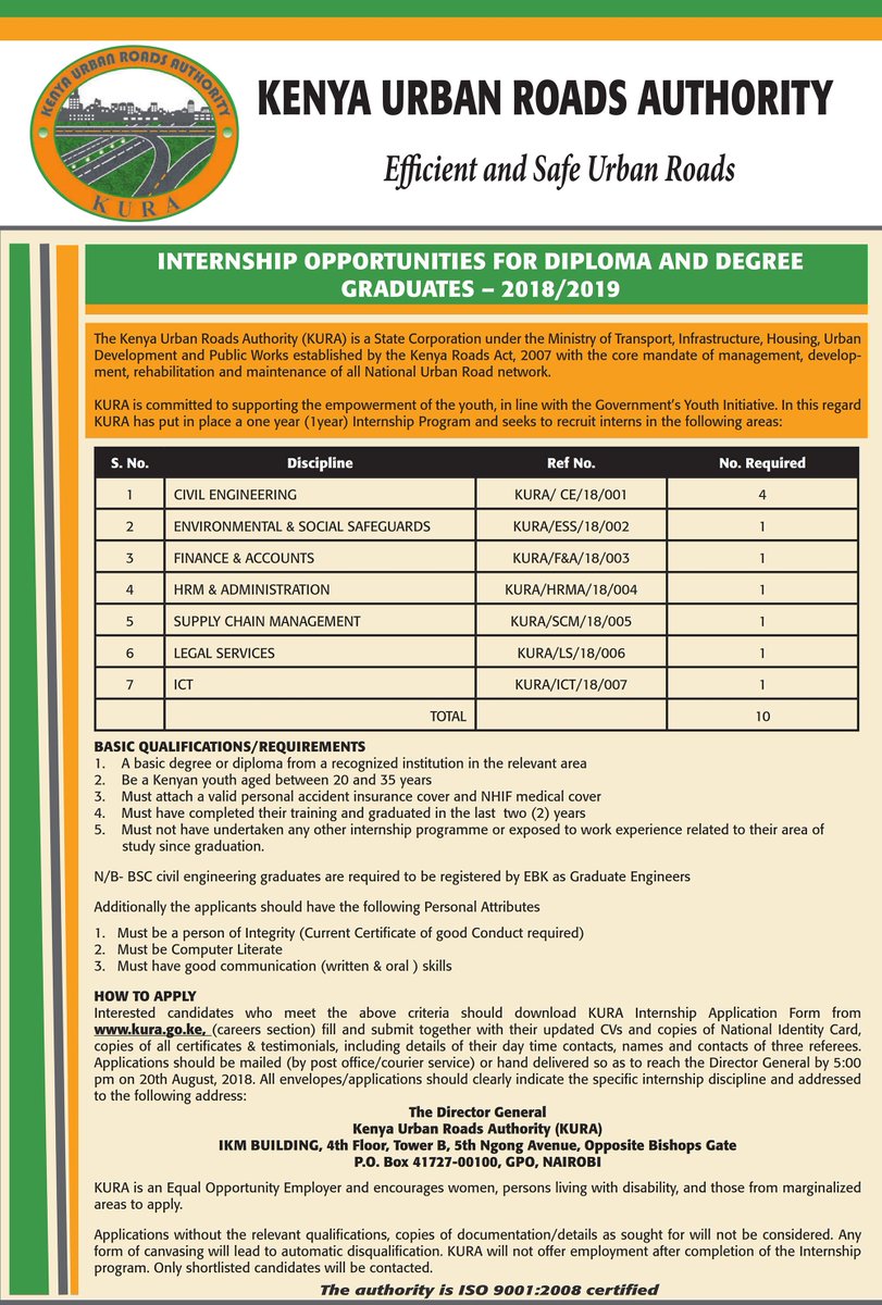 10 Internship Opportunities Open At KURA - Youth Village Kenya