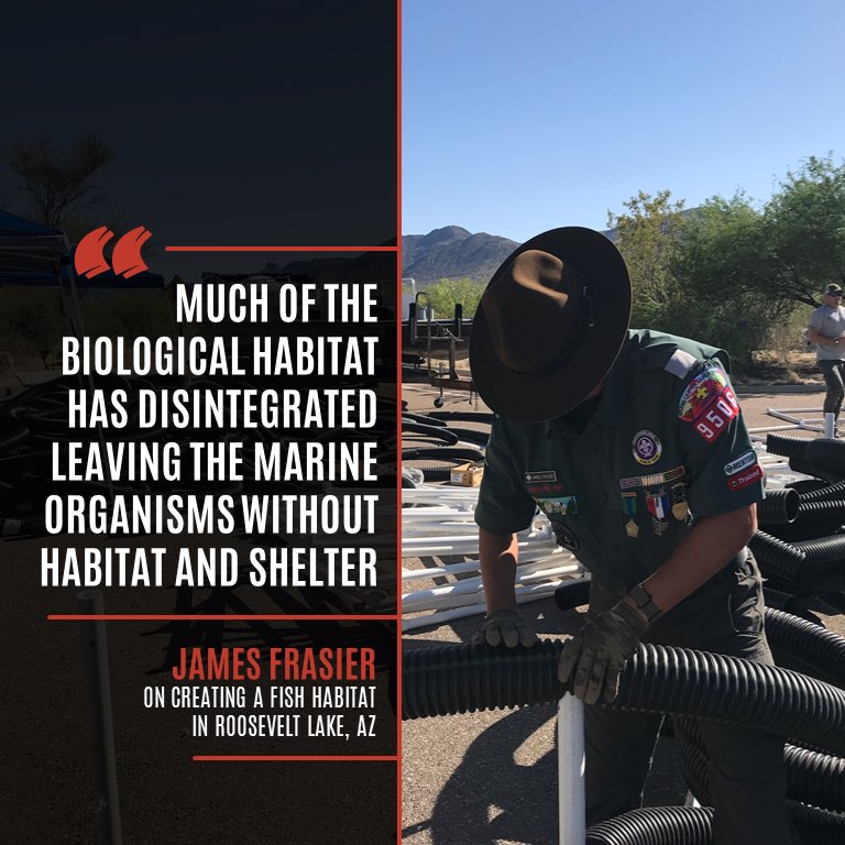 theaward's tweet photo. 🐟🏠 | James Frasier of Queen Creek, AZ lead a group of 30 volunteers and partnered with @azgfd to create a fish habitat at Roosevelt Lake.
#STEM #STEMStar #STEMStars #instastem #MondayMotivation #MotivationMonday #stemeducation #congressionalaward #fish #fishing https://t.co/ihv8KD6FDa