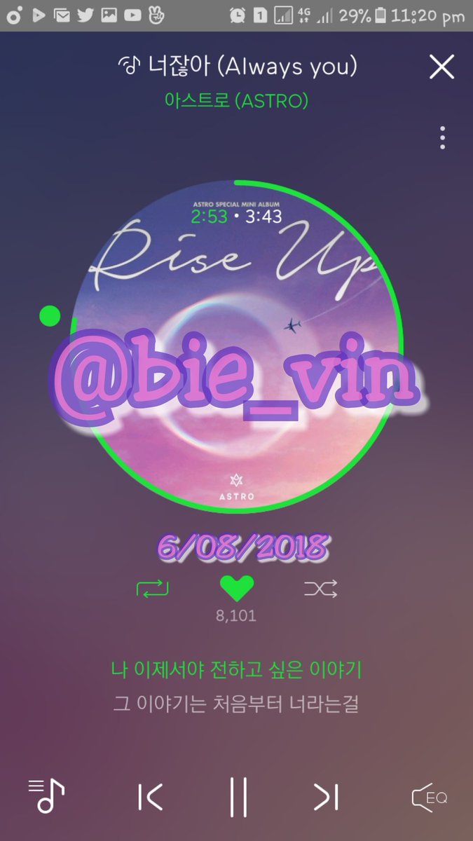 bbbbbieee's tweet photo. #ASTRO for #아스트로_너잖아 The #ASTRO2ndDigitalSupport 🛫 #아스트로 💕 #Rise_Up @AstroMelonTEAM
5th hour. 💜😄💜
6/08/2018 (7/08/2018 korean date)
12AM KST https://t.co/Nn9WH7iaY9