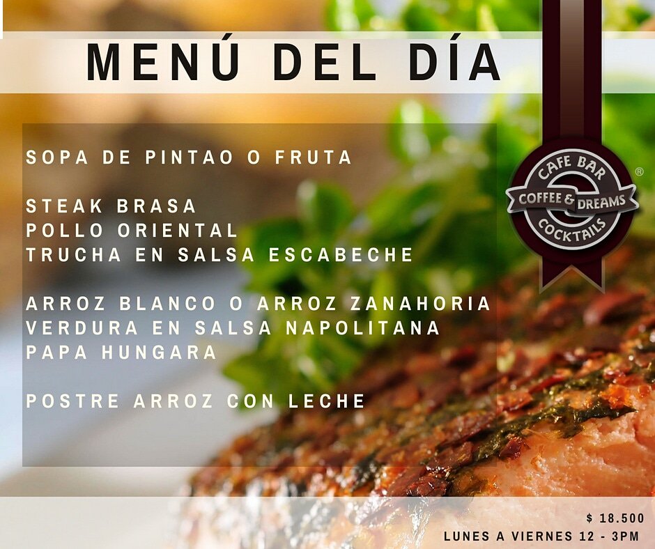 cual_estuplan's tweet photo. Almorzar en Coffee&Dreams es sentirse en casa. #Menúdeldia #AlmuerzaEnCoffee #almuerzobogotá #cccalima #coffeetime https://t.co/NBDu6t9vFB Vía @CoffeeDreamsBta