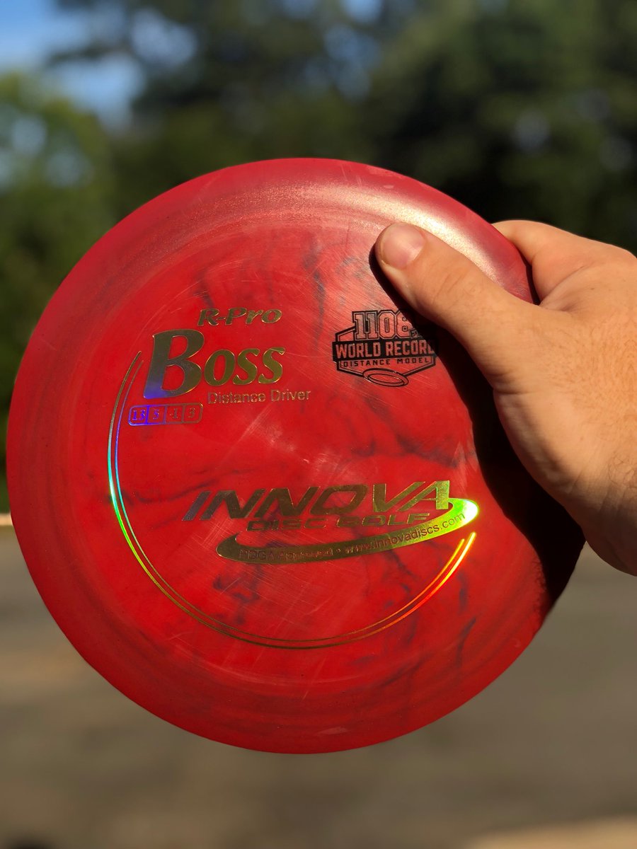 InnovaDiscs's tweet photo. Today we celebrate the 10 year anniversary of the Boss, the disc that set the Distance World Record and changed the game of disc golf this past decade. 
Tell us your best Boss stories!
#innovadiscs #discgolf https://t.co/oxGKTQjjuq