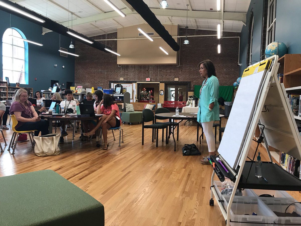 sbrosetta's tweet photo. Great first day back with our teachers! We’ve had awesome icebreakers, laughter, stories and the usual business. 18-19 will be a great year! #CESTribe #CESlearns @cahabatyner https://t.co/jOd0HHolQj