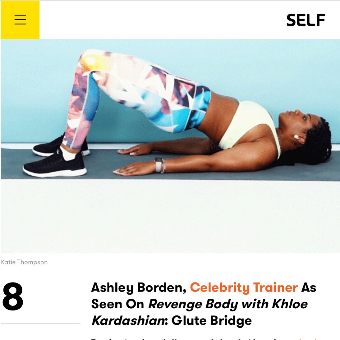 ashleyborden's tweet photo. Thank you @selfmagazine for including me in this awesome article about #noequipment exercises that top trainers swear by! Visit the link for my tips on #glutebridges, and how to avoid a severe case of #deadbutt 😱https://t.co/HOpdV126BX https://t.co/itC8e7xg7J