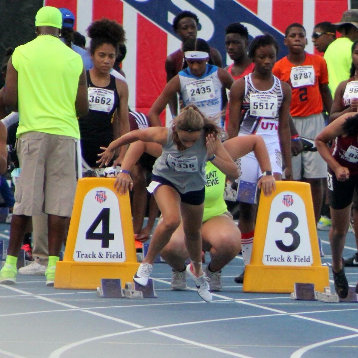 #TaeshaSpeaks aka #Sweetfeet  coming out of the blocks in the 100m dash at  #AAUJROGames @DrakeStadium, Des Moines, Iowa representing Paris, KY❤️