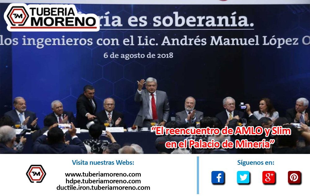Tuberiamoreno's tweet photo. El virtual presidente electo @lopezobrador_ se reunió con ingenieros, entre ellos el empresario #CarlosSlim, en el Palacio de Minería; informó que habrá 25 programas prioritarios en su gobierno. https://t.co/CskSt2eS2H