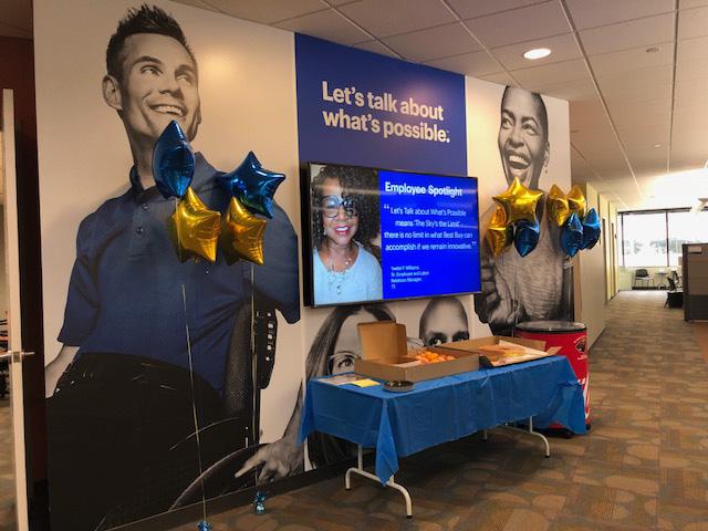 BestBuy_Careers's tweet photo. #MondayMotivation: What a great way to start off the week...music, fun and tasty treats! Fun Day Monday in HR! https://t.co/TynYnUyylN
