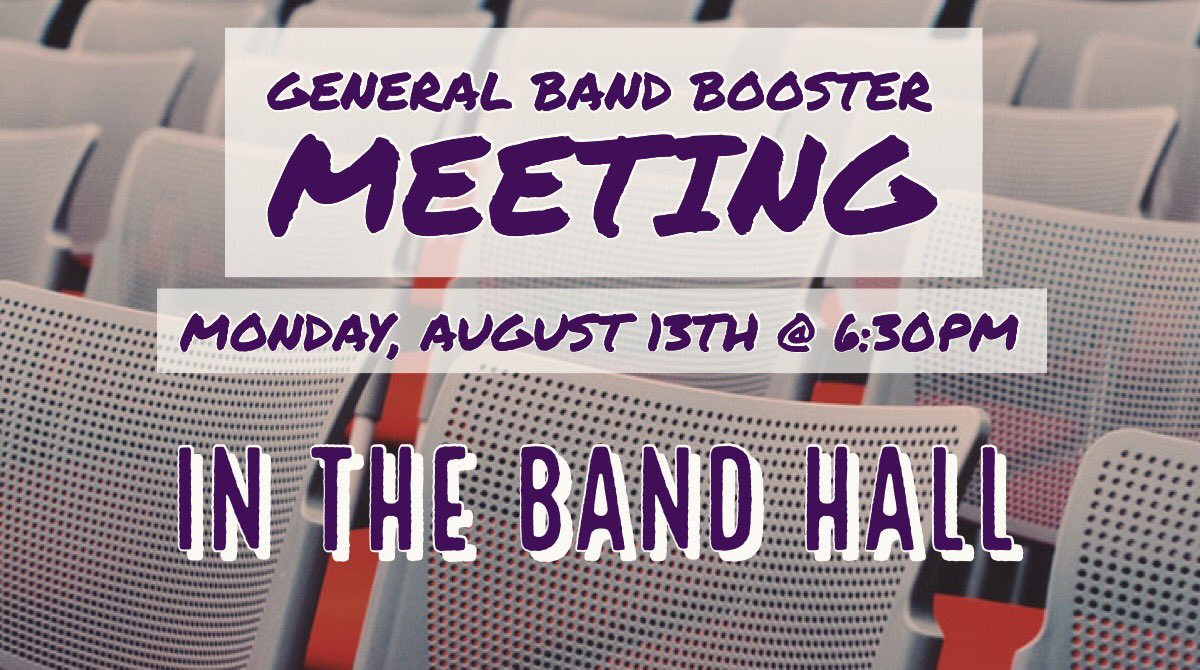 **DATE CORRECTION** Our first General Booster Meeting for the year will be next Monday, August 13th at 6:30PM, at the BHS Band Hall. All Boosters are invited to attend. #boernehsband #bhsbandboosters