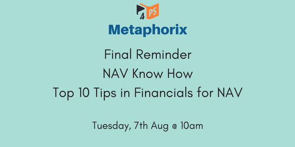 meta_tweets's tweet photo. LAST CHANCE TO JOIN: #Webinar @ 10am tomorrow, 7th Aug on Top 10 Tips in Financials for #Dynamics365 #NAV Book your seat now https://t.co/spyidhQT5Z https://t.co/PsGigFNlJN