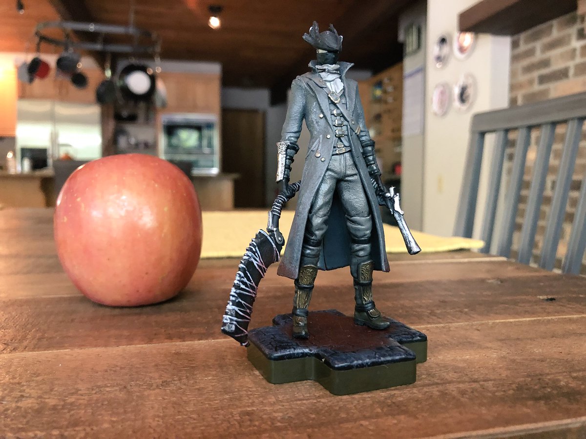 Bloodborne figurine on a kitchen table
