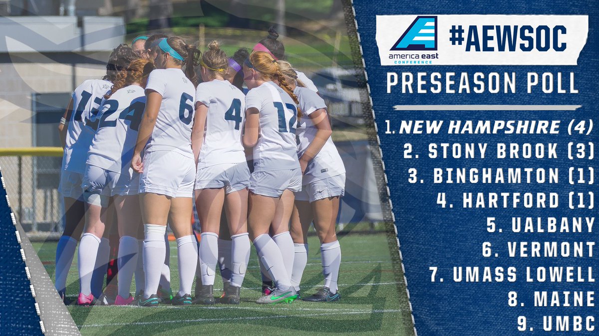 UNHWildcats's tweet photo. .@UNHWSOC earns the No. 1 spot in the @AmericaEast Women's Soccer Preseason Poll! #AEWSOC 

https://t.co/4Ec24oNKrr https://t.co/HRzAIRpzcI