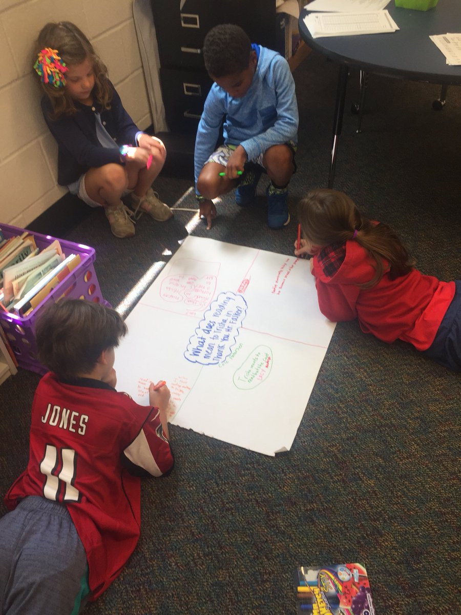 So proud of these third graders completing a chalk talk to describe the essential meaning of a story!