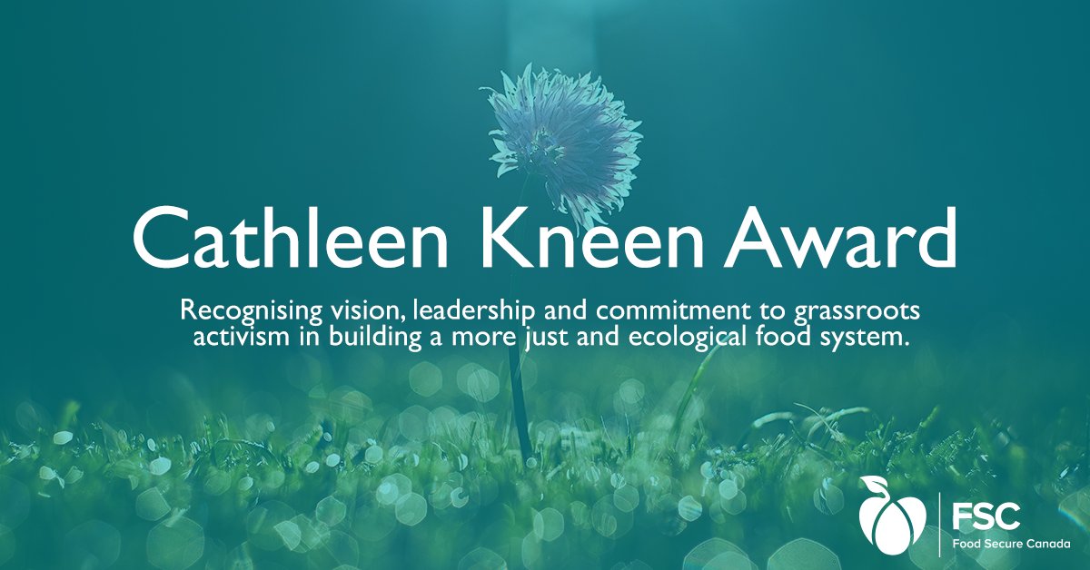 Do you know a remarkable individual who is dedicated to grassroots activism and works to building a more just and sustainable food system? 
Nominate them for the 2018 Cathleen Kneen award BEFORE SEPTEMBER 5!  👉foodsecurecanada.org/who-we-are/cat… #resettingthetable