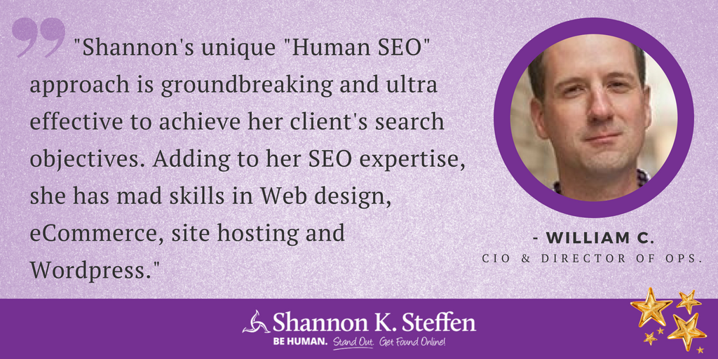 shannonksteffen's tweet photo. 🌟WHOA!🌟 Love the love... "Shannon's unique "Human SEO" approach is groundbreaking and ultra effective to achieve her client's search objectives..." Thank you! 🙂 #testimonials #humanseo #clientlove https://t.co/xXHPRKbHmQ
