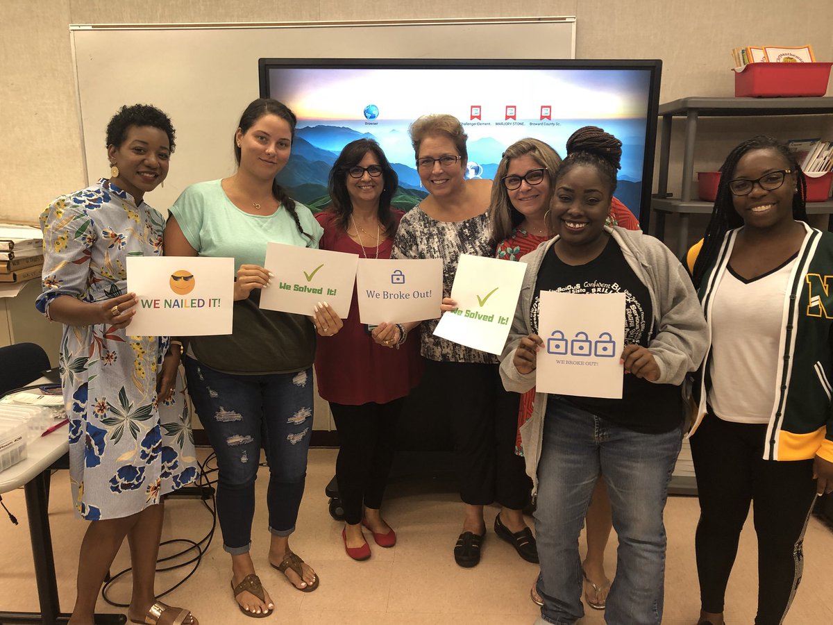 LMBoza's tweet photo. They did it! Another #breakoutedu from our Interactive Classroom Training. #recordex @BCPSInnovates @LynneOakvik https://t.co/IlbBh8V3Sc