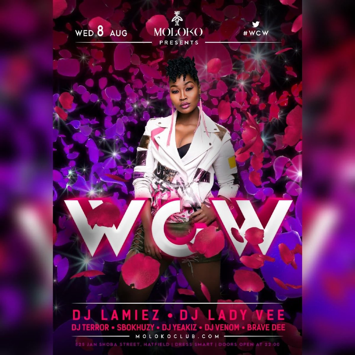 Thabang_Den's tweet photo. Itโs all about the Ladies @MolokoPretoria this Month this Wednesday #WCW we are opening and on the decks will be Pretoriaโs own #DjLamiez #DjLadyVee #DjYeankiz #Sbokhuzy #DjTerror #BraveDee #DjVenom https://t.co/DsLLFCEEDq