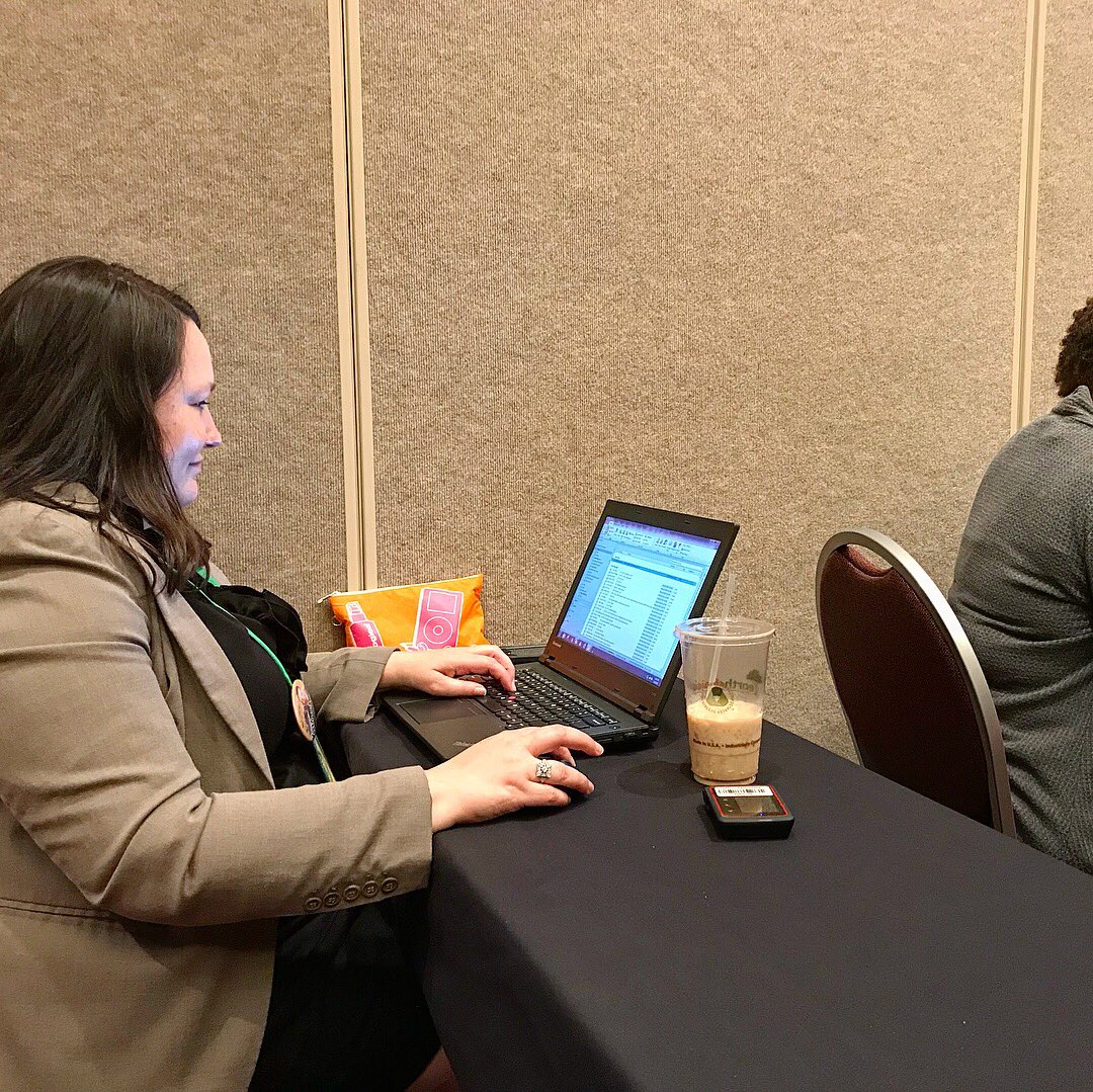TNTDOC1's tweet photo. #teamTDOCsighting Dir of Compliance Kim Guldon &amp; @ACCSTDOC preparing for a workshop ft very successful women within corrections who’ll be sharing their perspectives/lessons learned during their rise through the ranks of their respective agencies. #ACA148 #WomenInCorrections https://t.co/akZKnKP8SV