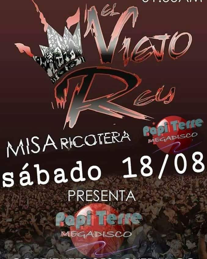 eventoszeus1's tweet photo. Sábado 18 misa ricotera en papiterre megadisco https://t.co/xA1ruc1Gdi