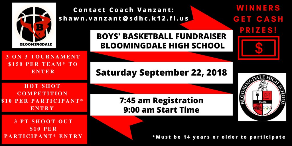 BdaleJVHoops's tweet image. @BdaleBasketball &amp;amp; @CoachSVanzant are excited to announce our Boys' Basketball Team Fundraising Event. We'd appreciate your support as participant, sponsor or donor. Go Bulls! (Open to anyone 14 yrs &amp;amp; older.) See flyer below. Register here: goo.gl/forms/4FjKBkc7… Thank you!