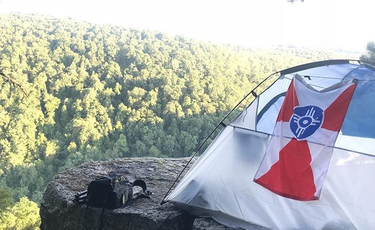 Now THAT’S a room with a view. Great pic from Messenger Photography of a prime camping spot in Arkansas. #ilovewichita #wichitaflag #arkansas #buffaloriver #tentviews