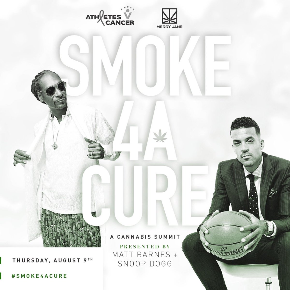 SnoopDogg's tweet photo. come thru this week to #Smoke4ACure a discussion wit my guy @Matt_Barnes22 n @merryjane about the benefits of cannabis ! get tix at https://t.co/i9FbdRU68U  #athletesvscancer https://t.co/T6wWBOq2kz