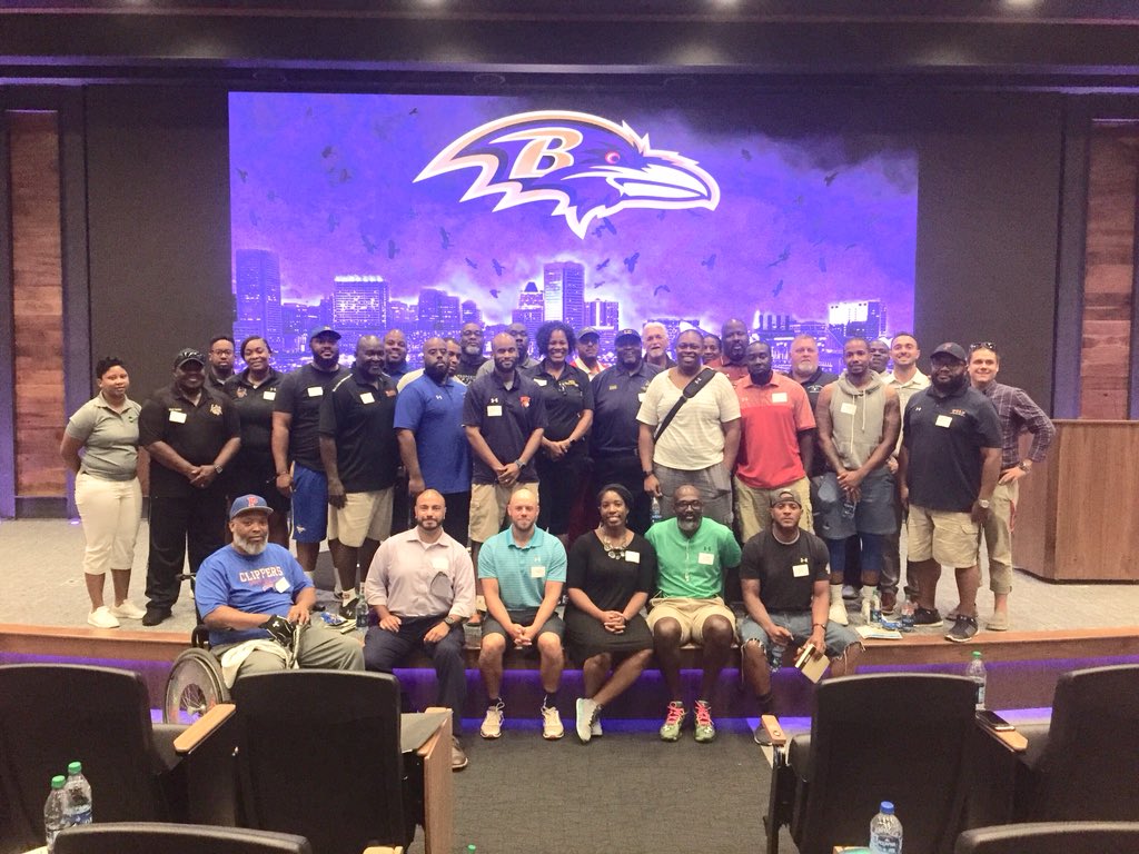 _mlittle's tweet image. .@BaltCitySchools football programs are in good hands with these powerful and caring ADs and coaches in charge. Thanks for spending the day with us at @Ravens Training Camp!