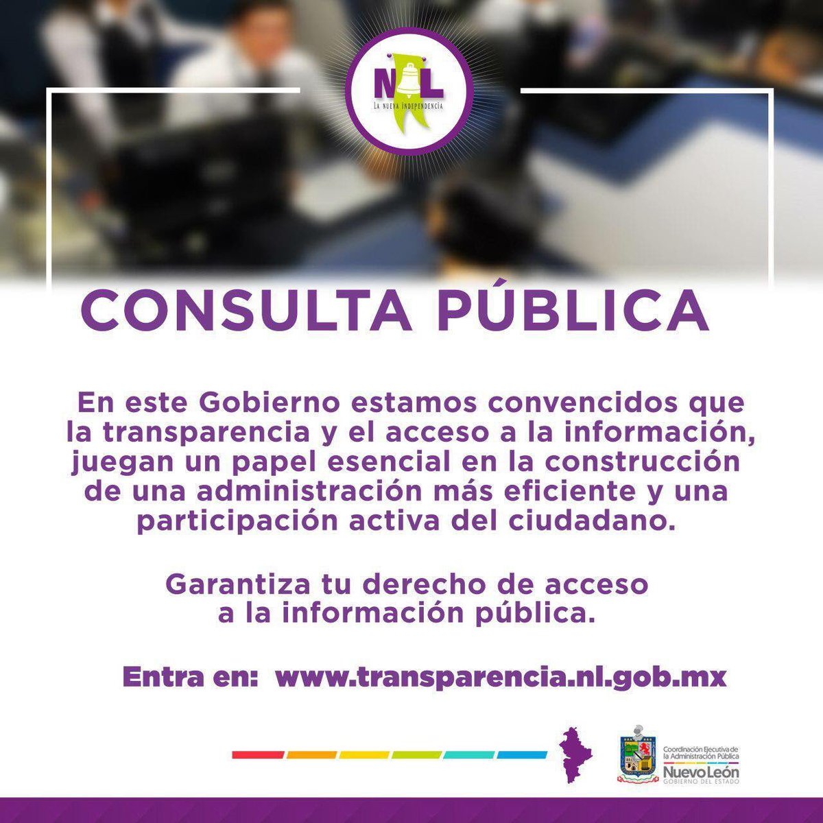Garantiza tu derecho de acceso a la información pública. 

Entra en:  transparencia.nl.gob.mx

#transparencia #nuevoleón