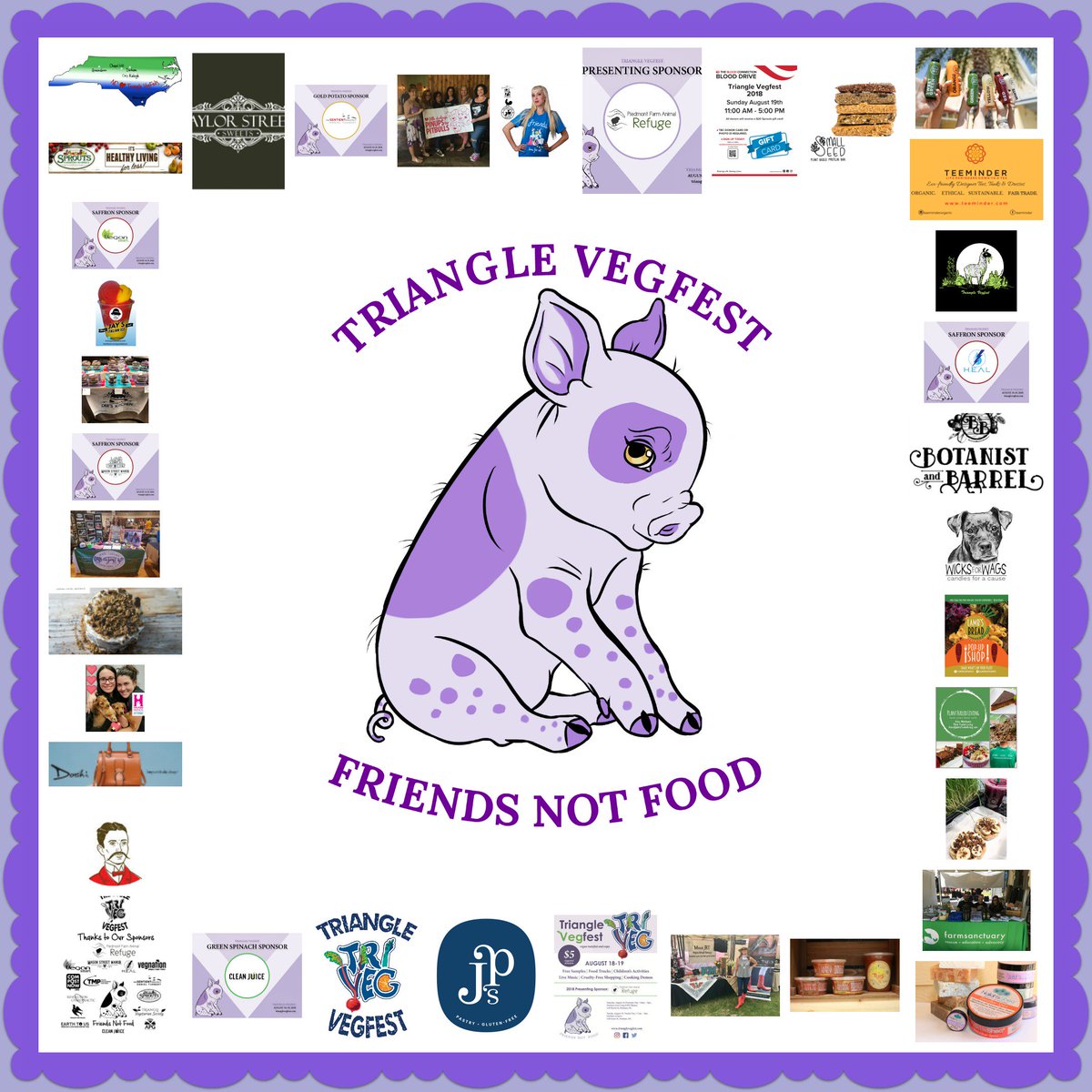 TriangleVegfest's tweet photo. Are you getting excited for #TriangleVegfest? We are less than two weeks away! We have over 70 vendors attending the event. Here's a collage of a few of them! #TVF2018 #GetExcited #TriangleVegans #NCVegfests #VeganFestival #Vendors #Vegfest #Veganfest #Durham #VegansofIG #Piedmo https://t.co/MCqW5B42ok