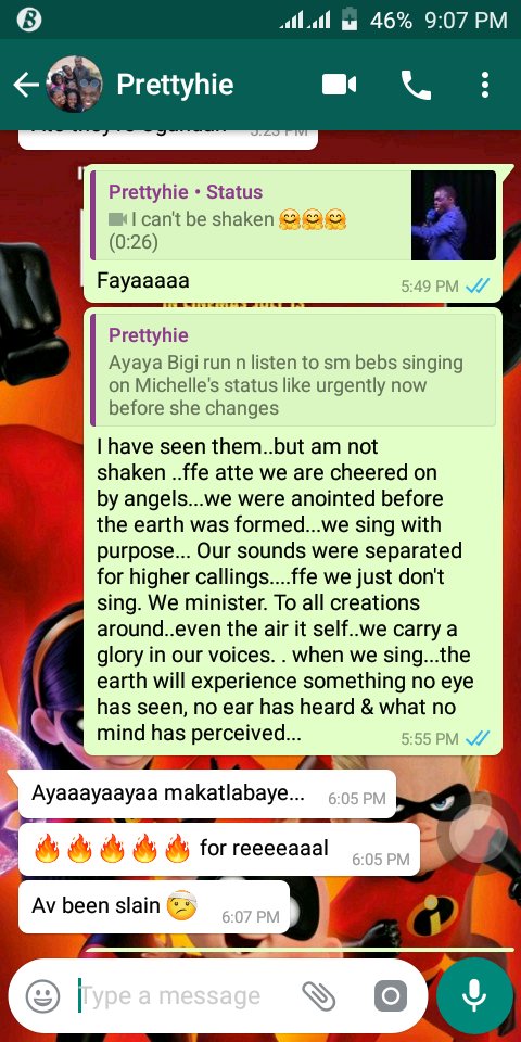 BigirwenkyaS's tweet photo. When someone gets so excited about a video about some girls singing...and then you remember 
1.That you're of Phaneroo &amp; 2.Every word God told u as u abode in his shadow...
and then u tell it to her!

#PhanerooAt4 #KololoAirstrip #11thAug https://t.co/EzuNakaGuT