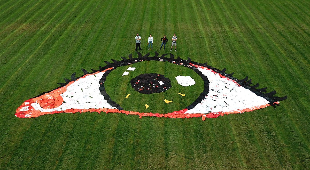 WaltonCentral's tweet photo. If you remember the story about art students working on a project with old uniforms (https://t.co/y3NYJpqjzb), check this out! MS teacher Dustin Purdy (@dpimagingny ) made a time-lapse video of the project as it unfolded! Video at: https://t.co/oNYjleRzoo. #WaltonCSD #WaltonPride https://t.co/AWtSKp05d9
