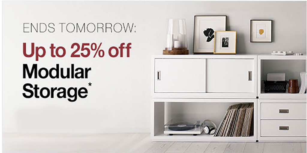 Hurry, the modular storage sale ends tomorrow! crate.us/2NRGHX9