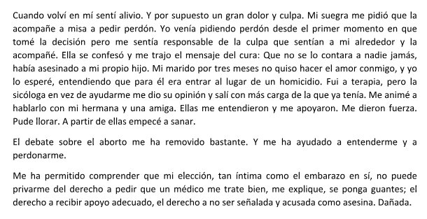 gabuleta's tweet photo. Esto lo escribió una mujer que amo y admiro. Me dejó compartirlo para ser una voz más en este movimiento que cada día me hace sentir más segura de estar del lado correcto. Me destruye enterarme de que la pasó así de mal. Es muy injusto, no puede pasar más. #YoAborte #QUESEALEY https://t.co/1WCt1kmnuv