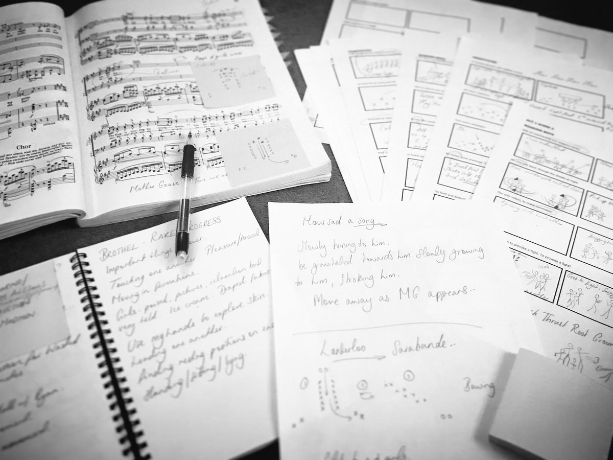 NatashaHarrison's tweet photo. Tonight’s light #RakesProgress prep before tomorrow morning’s first Chorus Movement rehearsal.. 🎼 🙌🏻#storyboarding #movementforopera #movementdirector #london #opera @BYOpera https://t.co/HCBiQNk5SR