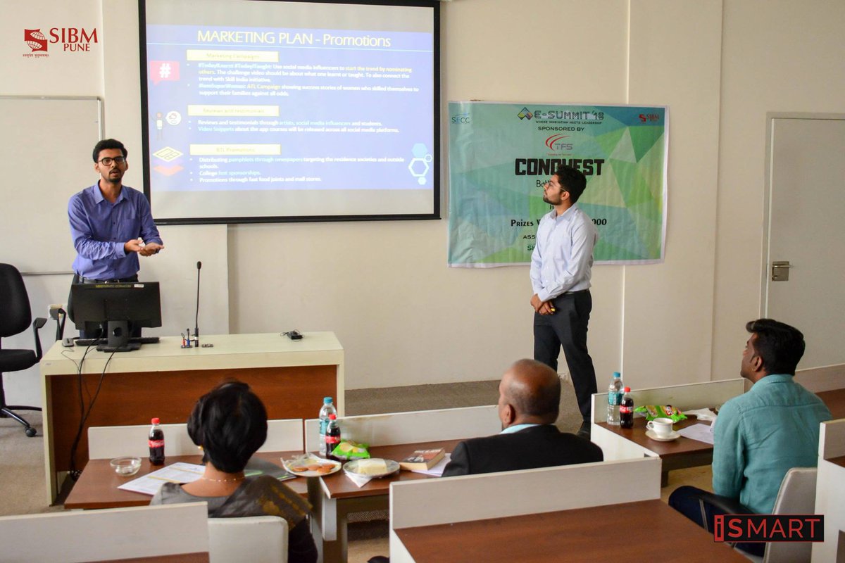 SIBMPune's tweet photo. Day 3 of E-Summit-2018 was dedicated to Conquest- a case study on a real-life problem of a company, Prayas- a social case study and SinOpsis- a case study pertaining to the problems faced in a supply chain and Corporate Czar- the Business Quiz challenge.

#SIBMPune https://t.co/MmWs493L1c