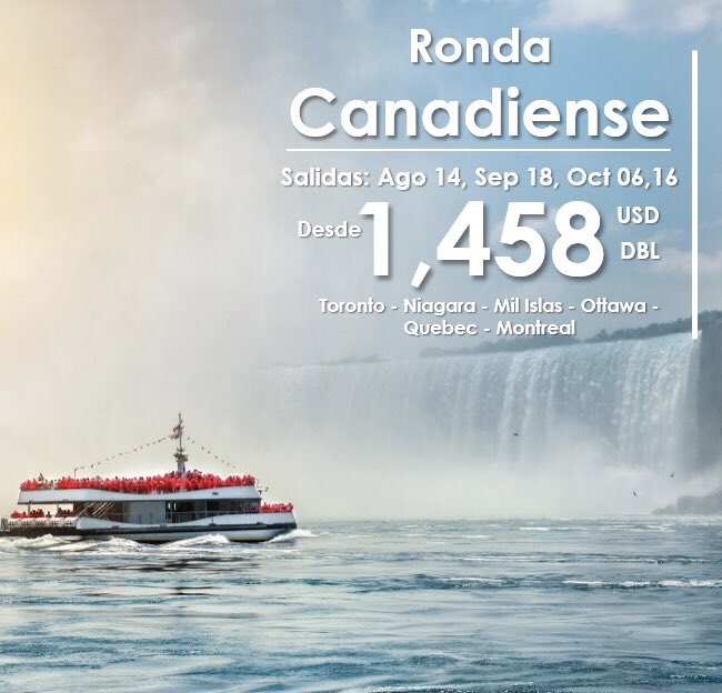 TravelRuiz's tweet photo. ✈️🛎️ Paquete a #Canadá 🍁 ¡Aprovecha! 8 días 7 noches saliendo desde la Ciudad de Mexico.

Consulta fechas confirmadas-> https://t.co/atqAqAfL89 https://t.co/cLbvPL3hoG