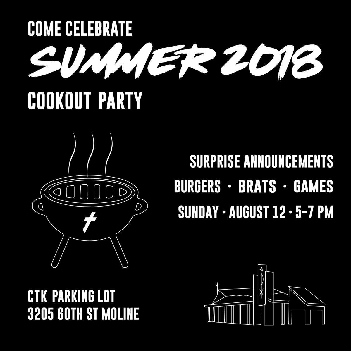 // c e l e b r a t e  g o o d  t i m e s //
Join us this Sunday in Moline for a summer cookout to cap off our summer. All are welcome, so invite your friends and family - oh and it’s FREE #specialannouncements #letseat