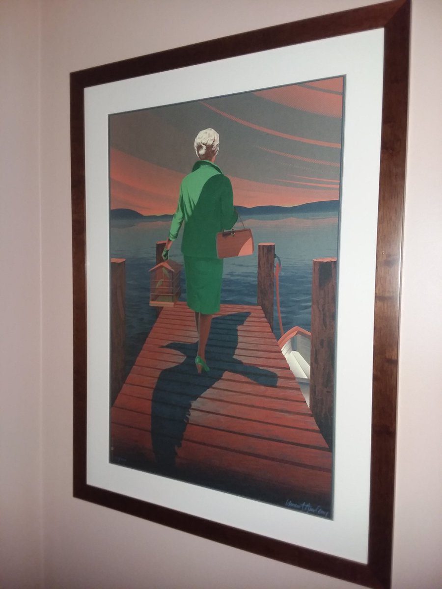 kathy_c62's tweet image. #framedestination. Beautiful wood frame with perfectly cut single acid free mat.  Litho by Laurent Durieux