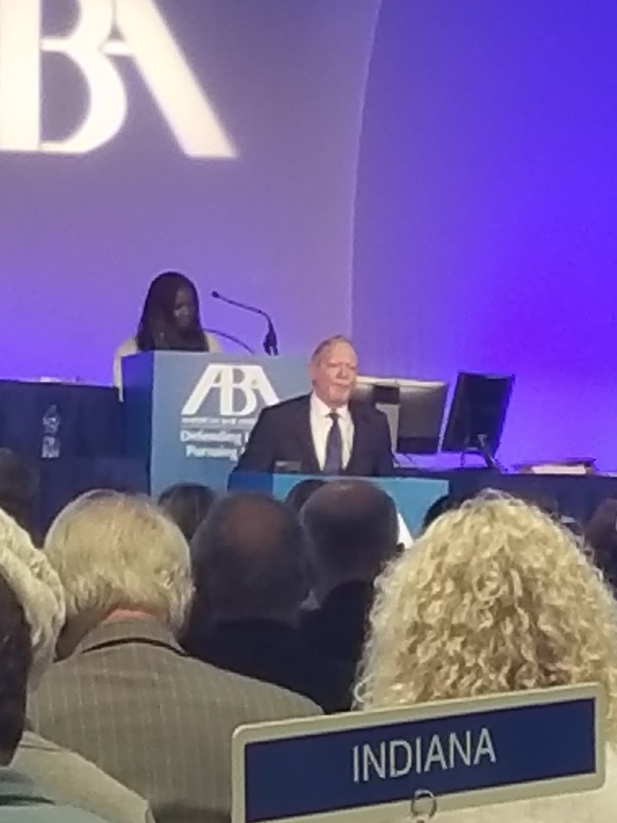 Passing the gavel at ABA.  Carlson making first comments as ABA President. #ABAAnnual <a href="/abapres_elect/">Barb Howard</a>