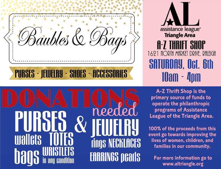 azresale's tweet image. We are accepting DONATIONS of #PURSES &amp;amp; #JEWELRY for this fun event!  Save the date on Sat Oct 6th from 10am-4pm.  Drop off your donations during business hours or contact one of our volunteers.