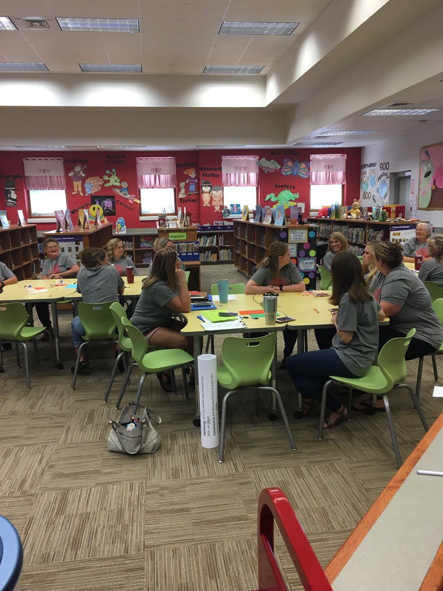 OES teachers and staff completing a team building activity! 2018-2019 school year is going to be awesome!!